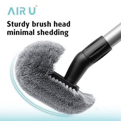 Toilet Bowl Brush with Long Handle, 23-42inch Adjustable 4-Section Aluminum Pole, Durable Nylon Bristles, No Bending Bathroom Cleaning Brush for Seniors, Pregnant Women, Back Pain Sufferers, Janitors