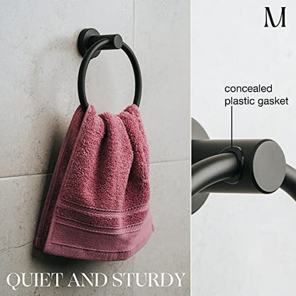 Marmolux Acc 2 PCS Matte Black Bathroom Hardware Set - Hand Towel Holder for Bathroom Wall + Black Toilet Paper Holder Wall Mount | Towel Holder Hanger Rack Stainless Steel Bathroom Set - Towel Rack - color: Matte Black, size: 2pc Bundle
