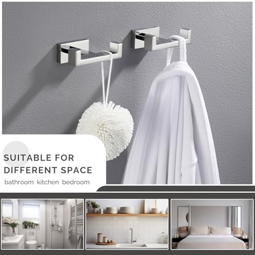 Angle Simple Double Towel Hooks Polished Chrome, Coat Robe Holder, 2 Pack | SUS304 Stainless Steel Hand Towel Hooks for Bathroom Kitchen RV, Screw Wall Mount - color: Polished Chrome, size: 2 Pack
