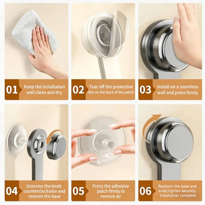 2PCS Suction Cup Pot Lid Holder, No Drill Wall Mount Pot Lid Organizer Rack with Adjustable Hooks, Heavy Duty Adhesive Pot Lid Hanger for Kitchen, Bathroom, Cabinet, Tile, Glass, Waterproof & Reusable