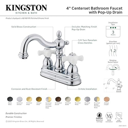 Kingston KB1605PX 4" Centerset Bathroom Faucet, Oil Rubbed Bronze - color: Oil Rubbed Bronze