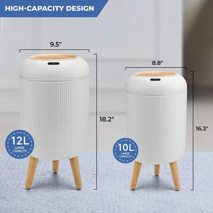 Touchless Sensor Trash Can 2-Pack, 10L & 12L, Locking Lid, White | Touchless sensor lid with odor-locking design keeps hands clean and helps reduce odors for everyday use.