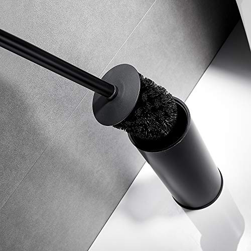 Freestanding Toilet Brush Holder for bathrooms 304 Stainless Steel Toilet Brush Stand Round Storage and Organization Rust Resistant 18-inch high Matte Black Finished - color: 18-inch Round High Matte Black