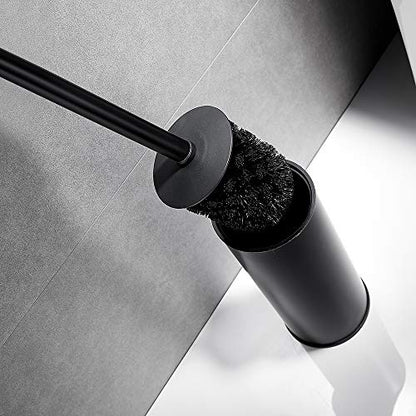 Freestanding Toilet Brush Holder for bathrooms 304 Stainless Steel Toilet Brush Stand Round Storage and Organization Rust Resistant 18-inch high Matte Black Finished - color: 18-inch Round High Matte Black