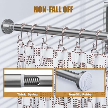 Ausemku Shower Curtain Rod 32-50 Inch Adjustable - 1 Inch Diameter Heavy Duty No drill Spring Tension Shower Rod, Non-Slip Rustproof Telescopic Rod for Bathroom, Nickel - color: Nickel, size: 32-50 Inches