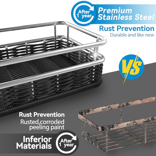 Shower Caddy 3 Pack, Adhesive Shower Organizer with Soap Dish and 4 Hooks, Rustproof Stainless Steel Shower Shelves, Wall Mounted No Drilling Storage Shelf Basket Accessories for Bathroom & Kitchen