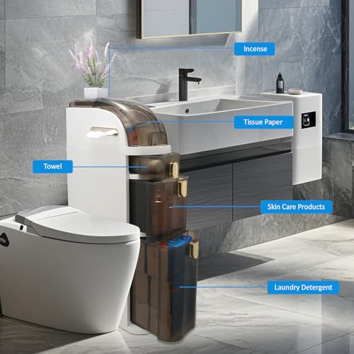Bathroom Floor Cabinet/Narrow Bathroom Storage Cabinet | Mobile and No Installation Required, Perfect for Small Space Laundry Rooms, Toilet Areas and Living Room Gaps - size: 3-Tiers