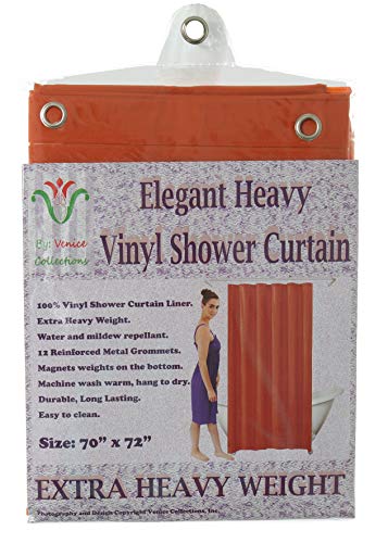 Venice Elegant Home Heavy Duty Vinyl Shower Curtain Liner with 12 Metal Grommets Rust - color: Rust