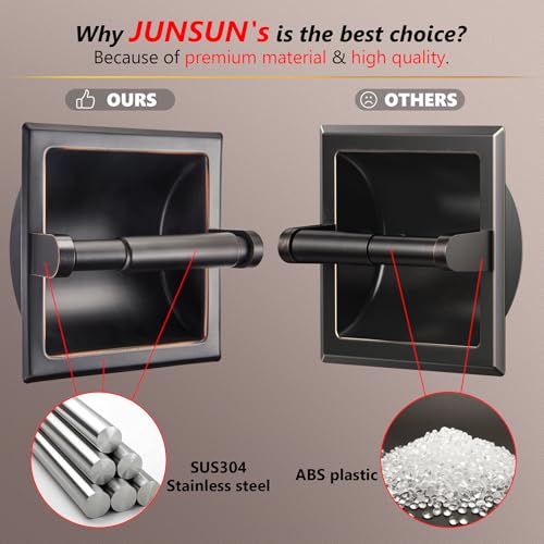 JunSun Oil Rubbed Bronze Recessed Toilet Paper Holder Stainless Steel ORB Toilet Paper Roll Holder Tissue Holder Tissue Roll Holder 6" X 6" Square Jumbo Mega Roll Holder Rear Mounting Bracket Included - color: Oil Rubbed Bronze