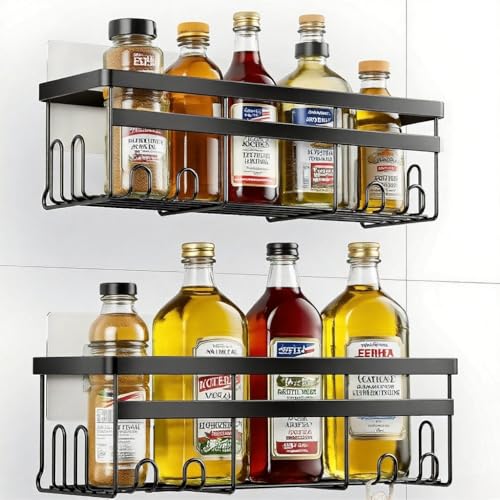 Self Adhesive Shower Caddy, 2-Pack No Drilling Rustproof Bathroom Organizers and Storage with Save Space Hooks, Apartment Essentials for Bathroom, Kitchen & Living Room - style: Style 3