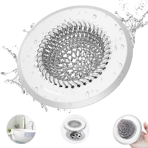 Hair Trap for Shower Drain, 4.4" Anti-Clog Tub Drain Cover, Silvery White | Reversible Flip Clean, Anti-Clog Mesh, Fast Drainage, Anti-Slip Base, Rust-Proof, for Bathtub & Shower Drains, Patented - color: Silvery White