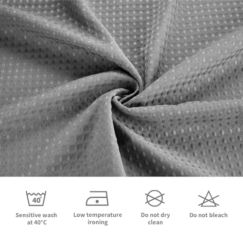 LaCyan Waterproof Waffle Shower Curtain, 258GSM Heavy Duty 3 Piece Set with Clear Liner and 6 Stainless Steel Hooks, Polyester Fabric Shower Curtains for Bathroom, Machine Washable, 36x72 Inch, Grey - color: Grey, size: 36"W x 72"L (Pack of 1)