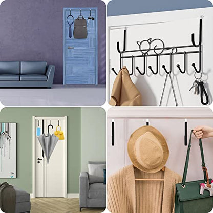 Manesi Over The Door Hooks, Soft Rubber Prevent Scratches Door Hangers Hooks for Bathroom, Living Room, Bedroom, and Kitchen Hanging Clothes, Towels, Shoe Bag, Hats, Coats, Bags, etc. (Black, 4 Pack) - color: Black