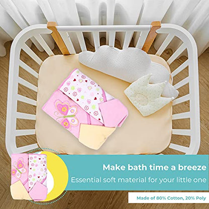 Spasilk Bath Hooded Towels & Washcloths Set for Babies, 2 Hooded Terry Bath Towels & 2 Washcloths, Pink Butterfly - color: Pink Butterfly