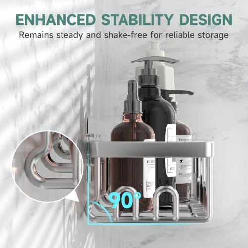 Veken Shower Caddy 6-Pack, Family Choice Award Winner, Large Wall Mounted Shower Rack, Bathroom Shelves Over Toilet, Organizer Storage Accessories with Soap Dish&Toothbrush Holder, Silver