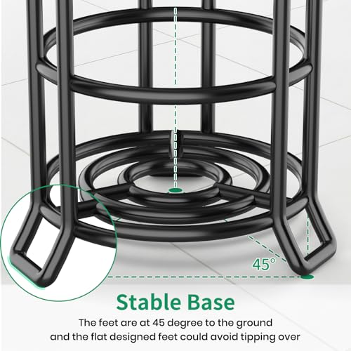 TomCare Toilet Paper Holder Stand Free Standing, Holds 4 Mega Rolls, Black | Tool-Free Assembly, Detachable Metal Wire Frame, Powder-Coated Finish, Easy Storage and Flexible Bathroom Placement - color: Black, size: Standard