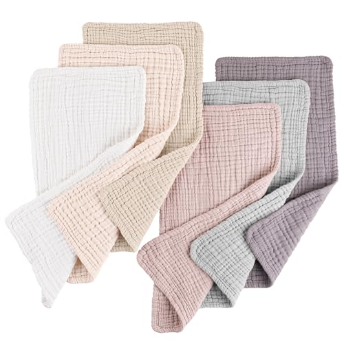 Konssy 6-Pack Thick Muslin Baby Burp Cloths, 6-Layer Ultra Soft Cotton | 100% Cotton, Burp Rags for Baby Drool & Messes, Wash Durable, Absorbent & Durable, Burping Cloths for Boys & Girls (Purple) - color: Purple