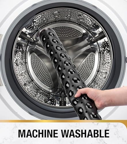 HITSLAM Square Shower Mat, Non Slip PVC Stall Mat, 24"x24", Black | Power Grip Suction Cups, Center Drain Hole, Built-In Hanging Holes, Machine Washable Bathroom Floor Mat, Soft On Feet - color: Smoked Black