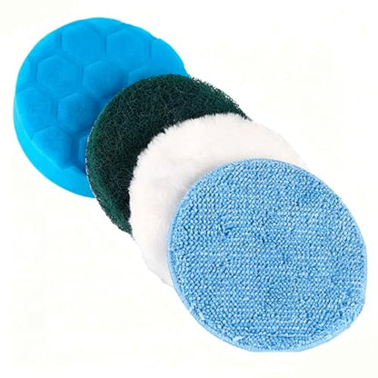 Spin Scrubber Replacement Heads, 4-Pack | Multi-surface pads: tile, bathtub, kitchen, floor, car detailing. Soft & stiff bristles.Deep clean grout & corners.