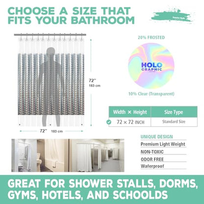 Holographic 3D EVA Shower Curtain Liner Wave, 72x72 Premium Clear Plastic Bathroom Shower Curtain with Rustproof Metal Grommets for Shower Stall, Bathtubs - color: Holo - Wave, size: 72"W x 72"L (Pack of 1)