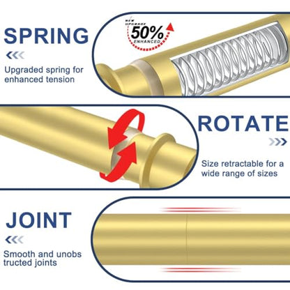 Gold Tension Rod 18-32 Inch, No Drill Spring Rod | Adjustable Stainless Steel Rod, No Drilling Required, Ideal For Closets And Small Windows - color: Gold