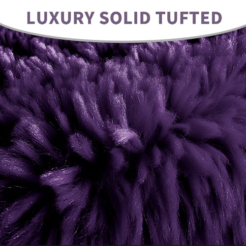 Soft Microfiber Toilet Lid Cover 17.5" x 15" Machine Washable | Solid Toilet Seat Cover Adjustable Rubber Backing Fits Most 16 -17.5" L x 14-16" W Round Oblong and Elongated Toilet Seat - color: Dark Purple