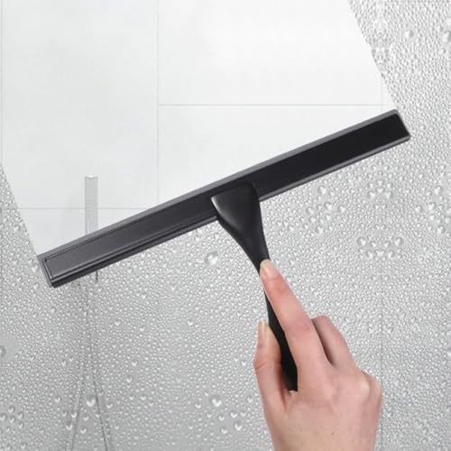 10 Inch Squeegee for Shower Glass Stainless Steel Streak-Free Glass Cleaner with Adhesive Holder Rubber Wiper Home Mirrors