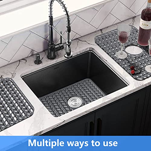 Sink Protectors for Kitchen Sink 12" 13" 16" 18" 19" 24" 26" 28" 29" 30" Silicone Sink mat| Silicone Kitchen Sink Mat Grid for Bottom of Farmhouse Stainless Steel(18.2"x 12.5"Gray) | Various sizes and styles,Protector for sinks and dish,Withstand to 500F,