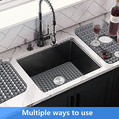 Sink Protectors for Kitchen Sink 12" 13" 16" 18" 19" 24" 26" 28" 29" 30" Silicone Sink mat| Silicone Kitchen Sink Mat Grid for Bottom of Farmhouse Stainless Steel(18.2"x 12.5"Gray) | Various sizes and styles,Protector for sinks and dish,Withstand to 500F,