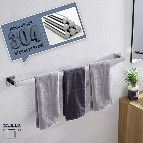 KOKOSIRI 36-Inch Single Towel Bar, Bathroom Kitchen Towel Holder, Wall Mounted SUS304 Stainless Steel Towel Rack, Polished Chrome, B4003CH-L36 - color: Polished Chrome, size: 36-Inch