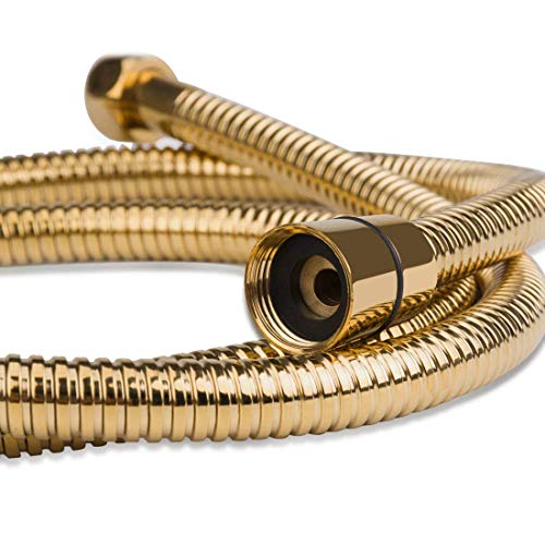 gotonovo Shower Hose 59 Inches for Bathroom Extra Long SUS304 Stainless Steel Handheld Shower Head Hose with Brass Insert and Nut Flexible Polished Gold - color: Polished Gold