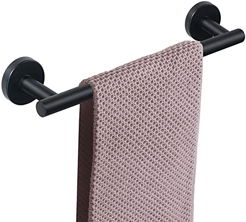 NearMoon Bath Towel Bar, Thicken Stainless Steel Shower Towel Rack Holder Wall Mounted for Bathroom, 9-lnch Overall Length-7-lnch Usable Hanging Space (1 Pack, Matte Black) - color: Matte Black, size: 9 Inch