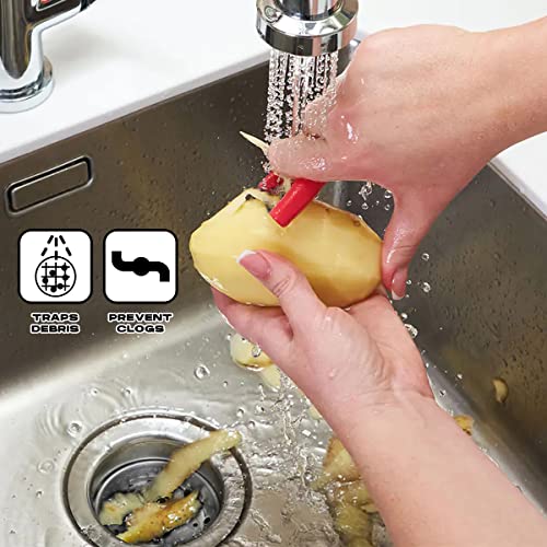 Highcraft 97333 Kitchen Sink Basket Strainer Replacement for Standard Drains (3.25 Inch) Chrome Plated Stainless Steel Body With Rubber Stopper, 3.25" - size: Pack of 1