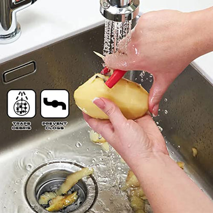 Highcraft 97333 Kitchen Sink Basket Strainer Replacement for Standard Drains (3.25 Inch) Chrome Plated Stainless Steel Body With Rubber Stopper, 3.25" - size: Pack of 1
