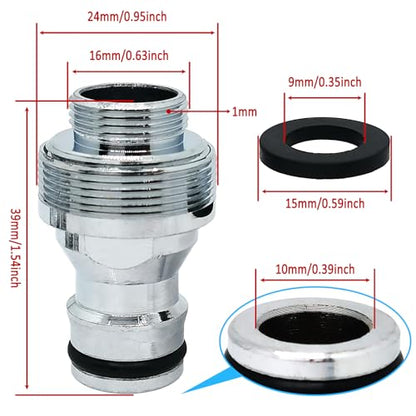 1pcs Brass Faucet Tap Quick Connector Adapter Kit,16mm Male Thread x 1mm Pitch Connector,Universal Faucet Adapter for Washing Machine And Pressure Washer(Silver) - size: 16mm Male Thread x 1mm
