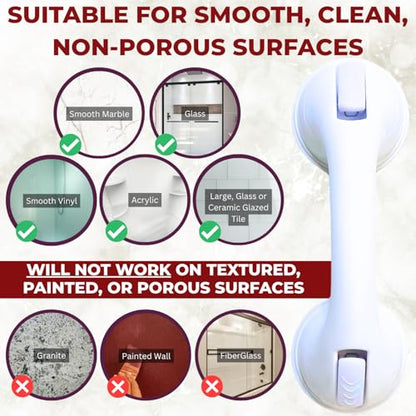 Safe-er-Grip Suction Cup Grab Bars for Bathtubs & Showers, White, 12 inches | Changing Lifestyles, Safety Bathroom Assist Handle - color: White, size: 12 inch (Pack of 1)