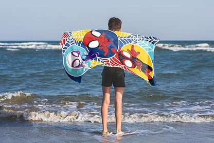 Jay Franco Marvel Spidey & His Amazing Friends Bath Pool Beach Towel - Kids Super Soft & Absorbent 100% Cotton Towel with Ghost Spider and Miles Morales, Measures 28 x 58 - color: Multi - Spidey & Friends