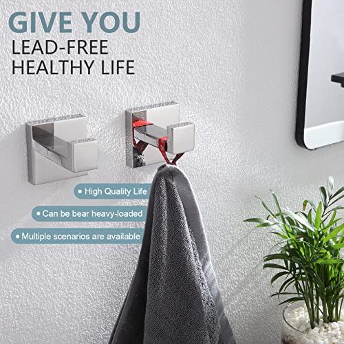 KOKOSIRI Bath Towel Hook Wall Mount Square Robe Hook Coat Hook, Bathroom Kitchen Garage Heavy Duty Wall Mounted, SUS 304 Stainless Steel, Polished Chrome, B1010CH-P2 - color: Polished Chrome, size: 2 Pack