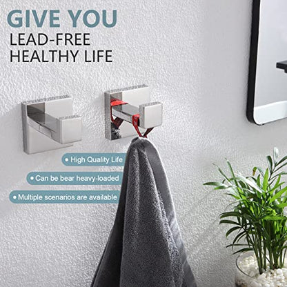 KOKOSIRI Bath Towel Hook Wall Mount Square Robe Hook Coat Hook, Bathroom Kitchen Garage Heavy Duty Wall Mounted, SUS 304 Stainless Steel, Polished Chrome, B1010CH-P2 - color: Polished Chrome, size: 2 Pack