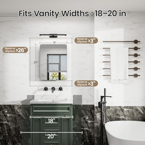 16x20 Medicine Cabinet with Mirror, Black Aluminum, Pre-Assembled | Bathroom mirror with storage, 3 adjustable acrylic shelves, Tempered Glass Mirror - size: 16" x 20"