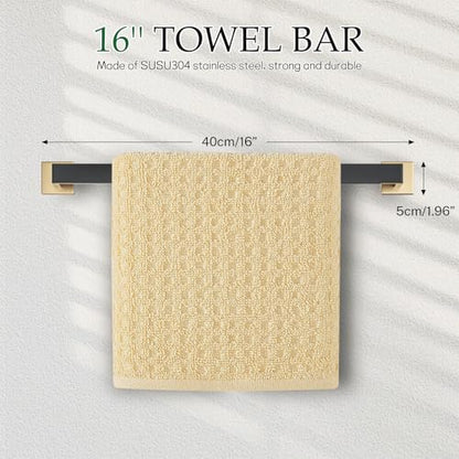 Black and Gold Bathroom Hardware Accessories Set 5-Pieces Towel Bar Set Stainless Steel Towel Holder Set 16 Inch Towel Bar,Towel Racks Set for Bathroom Wall Mounted - color: Black&gold