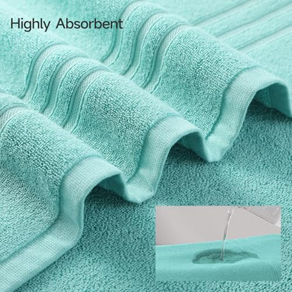 REDKISS Teal Towels Set 6 Piece Cotton Towel Sets with 2 Bath Towels, 2 Hand, 2 Washcloths, 650GSM Hotel Quality, Soft, Highly Absorbent Towels for Bathroom Gym, Ideal Everyday Use - color: Turquoise
