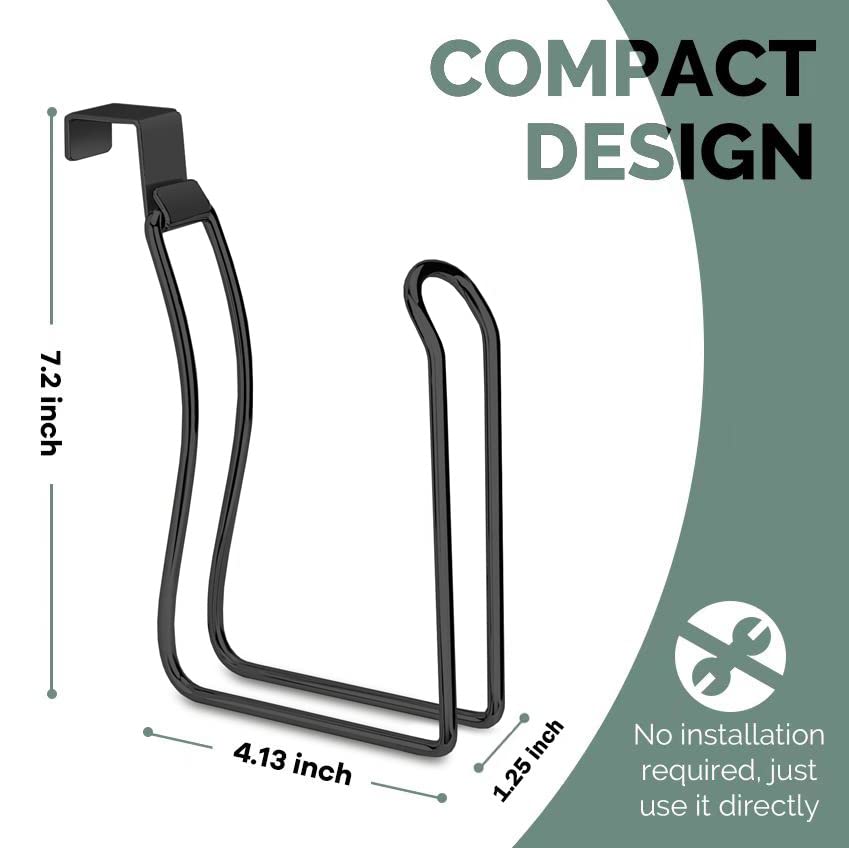 Over the Tank Toilet Paper Holder, Metal Toilet Paper Holder, Black | Toilet Paper Roll Holder, Bathroom Toilet Paper Storage, Space Saving for Bathroom - color: Black