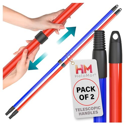 HeloMorSqueegee Broom Scrubbing Brush with Telescopic Long Handle for Garage, Patio, Deck, Tile and Shower (59 Inch (Metal Broom Handle)) - size: 59 Inch (Metal Broom Handle)