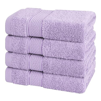 American Soft Linen Salem Washcloth Sets, 4 Piece Luxury 600 GSM 100% Cotton Washcloths for Bathroom, 13x13 inches Washrags Premium Quality Hand Face Towels, Lilac - color: Lilac, size: 13x13"