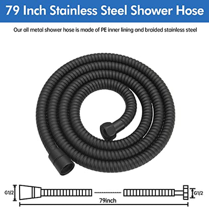 RUMOSE 79 inches Extra Long Shower Hose, Black | Shower Head Extension Hose, Attachment Flexible Handheld Shower Sprayer Hose, Stainless Steel Shower Tube - color: Black, size: 79"