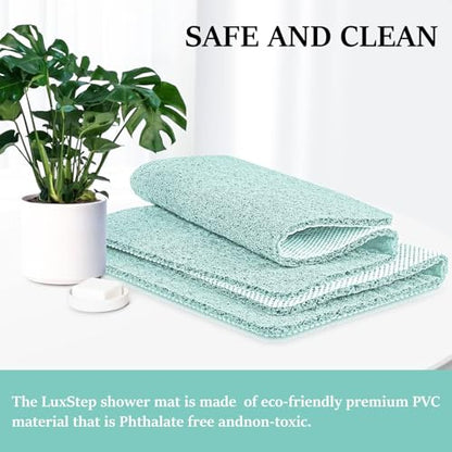 LuxStep Shower Mat Bathtub Mat Non-Slip Bath Mat with Drain, Quick Drying | 24x24 inch PVC Loofah Bathmat for Tub,Shower,Bathroom,Green - color: Green, size: 24" x 24"