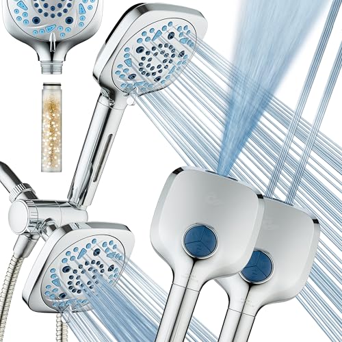 AquaCare 82-Mode High Pressure 6-way Combo with Filter & 2-mode Power Wash | Filters Chlorine & Toxins, Softens Hard Water for Healthy Skin & Hair. Handheld Shower Head Cleans Tub, Tile & Pets / Chrome - color: Chrome