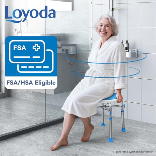 Loyoda Swivel Shower Chair for Inside Tub with Reinforced Crossing Bar | Adjustable-Height Shower Chair, Tool-Free Assembly – Holds up to 350 lbs, Great for In-Shower Use, FSA/HSA Eligible - color: With Crossing Bar(blue)