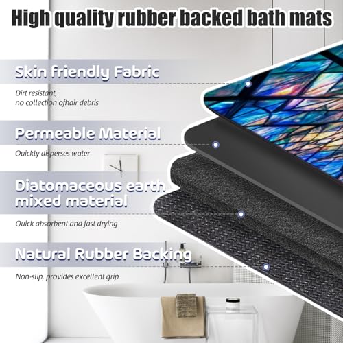 Bathroom Runner Mat Rugs Long,Cupcake Blue Pattern Diatomite Stone Bath Mat Large Absorbent Diatomaceous Non Slip Fast Dry Bathroom Rugs 16x42in - color: Design11